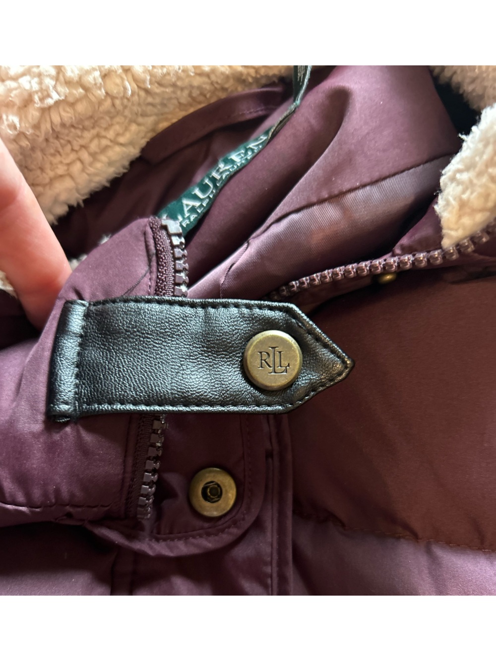 Ralph Lauren Women’s Down Fill Faux Fur Detachable Hood Purple Puff Jacket M - Picture 13 of 13